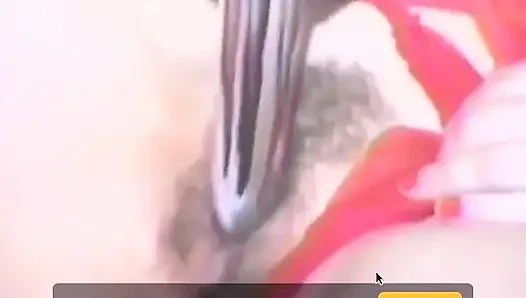 Cewek mesum rambut pirang lagi asik ngentot memeknya pakai dua dildo