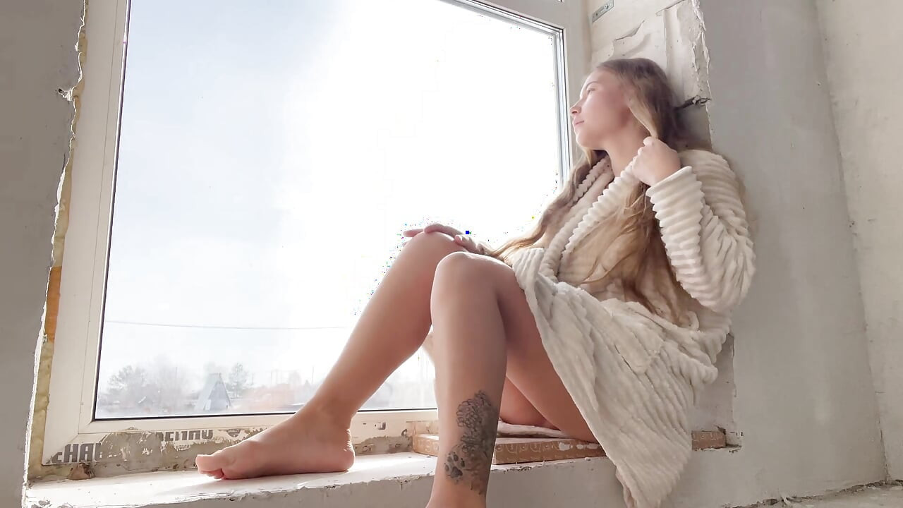 Passersby Temptation. Masturbation of Wet Pussy by the Window