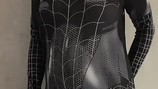 SPIDERMAN COSPLAY GIRL IS TRYING ON HER COSTUME AND EVEN GETS STUNG UNTIL IT COMES OUT IN THE PUSSY