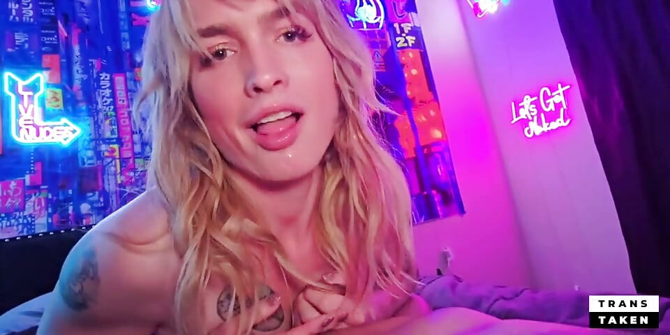 Blonde Trans Enjoys Big Dick