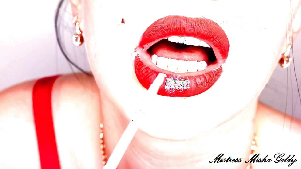 Cum to my red glossy lips and red lustful shapes