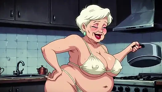 Wanita bugil di dapur ngasih kartun klasik