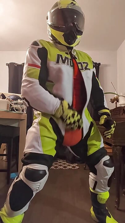 In Leather Motogp Suit After Gym