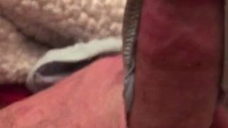 Stroking my cock with wife’s dirty panties