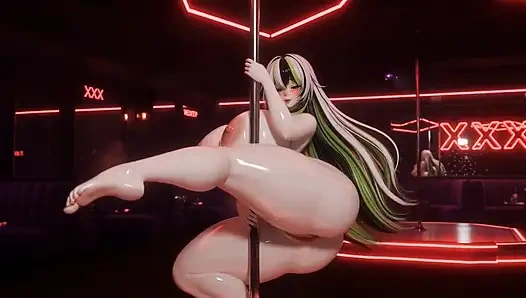 Fishnet Pole Dance Slut Massive Tits Fat Ass Twerk 3D Hentai Night Club