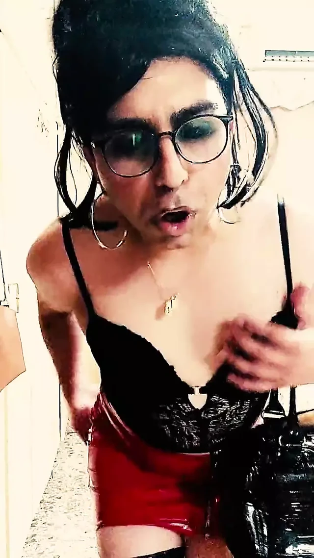 FetishEmmanuella video 12 - Red Vinyl Skirt