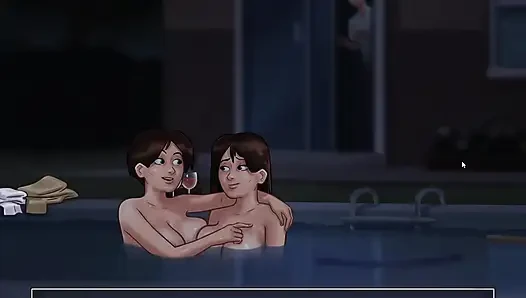 Caught My Stepmom And StepAunt Having Some fun in the pool And I Fucked The Stepmom