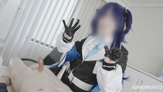 BlueArchive Yuka Hayase cosplaying femdom glove lotion handjob