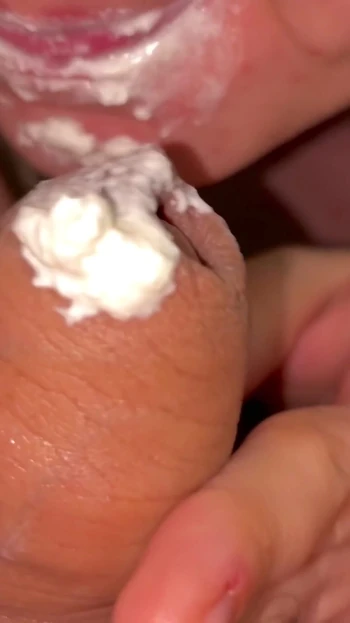 Stunning moment from "tiny creamy cock made a cum cocktail for blonde which she swallowed"