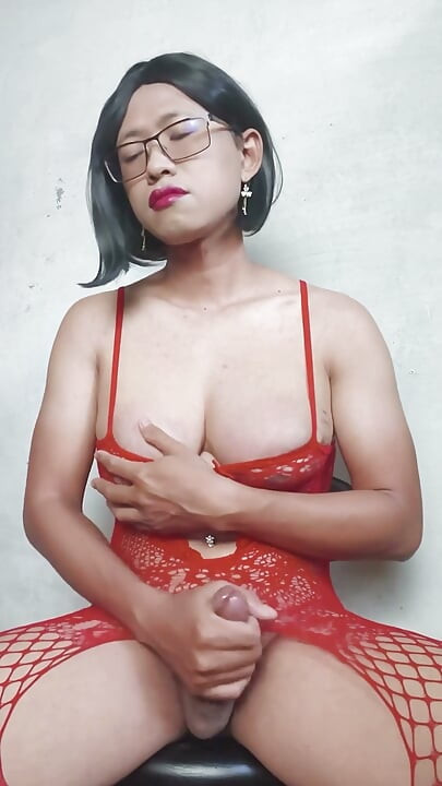 Solo Shemale Masturbating Passionately
