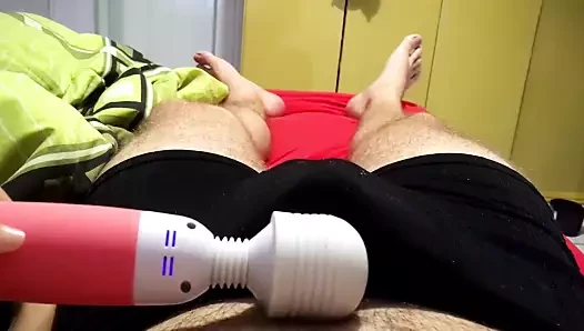 He came in his underwear with my magic wand, twitching oprgasm cum dripping down his boxers