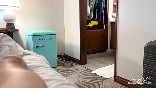 Step Mom caught Step Son jerking off and helps to cum quick on her pussy while her Husband is home