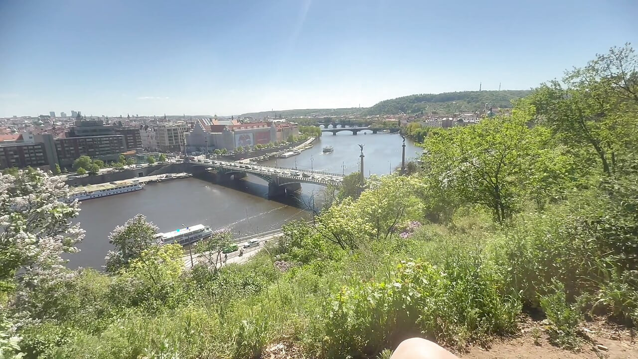 Public fun with a stranger in Prague