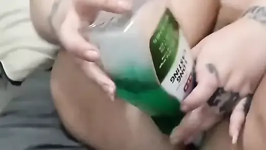 Attempting to Push Mouthwash Bottle Into My Asshole!