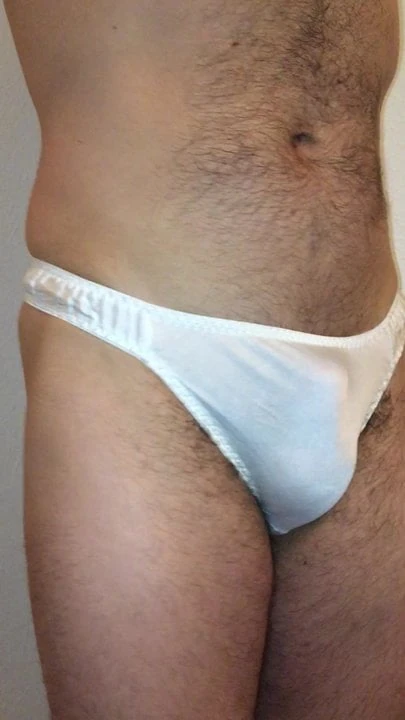 Posing in my white silk panties