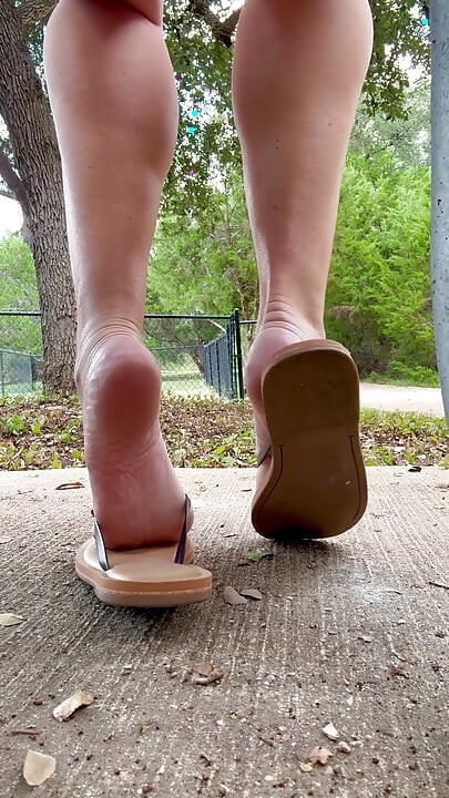Lila Hotwife’s Outdoor Foot Tease: Part 2 - Do You Like My Soles & Flip Flop Sounds?