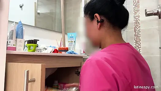 Perfect latina maid looks good in cleaning gear part 3