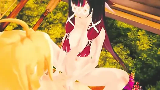 Genshin impact - columbina aether ile sert seks sahnesi - 3d hentai animasyon