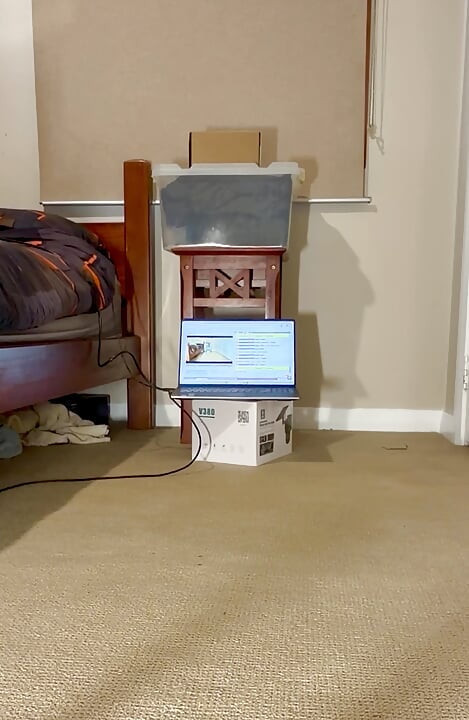 Crossdresser Sissy Riding Dildo Doggy Style in Lingerie, Black Stockings & Pink Heels