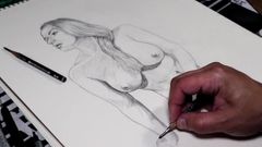 Рисование обнаженного тела мачехи - карандашный рисунок