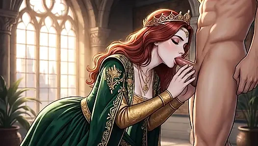 Hot AI princess lets you fuck her in her palace