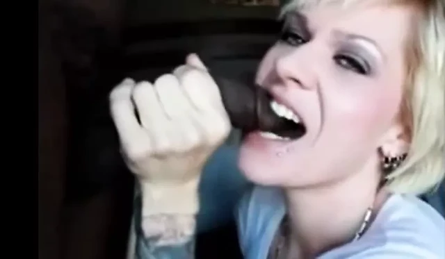 hot blonde chews on cock