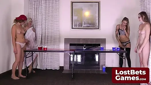 Energetic former cheerleaders show off moves as clothes drop