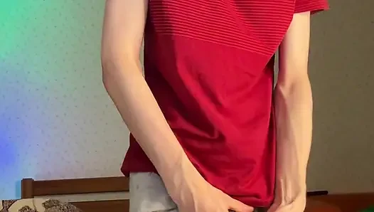 Skinny 55kg Guy Playing with His 23cm Heavy Meat