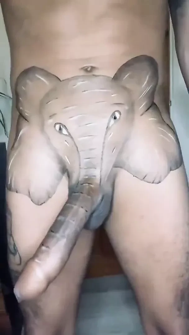 Guy shows off his enormous trunk