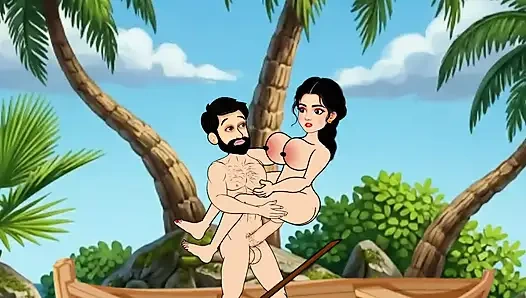 The husband and wife sat in the boat and went to the sea and there the husband fucked his wife with a big penis, a beautiful wife with big boobs.