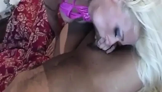 Blonde MILF Gags Hard on Massive BBC Cock