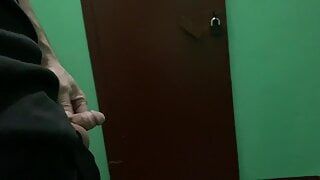 Masturbation in the staircase and ending on the floor