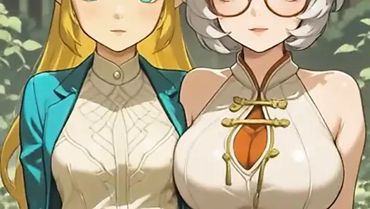 (Von KI generiert) Zusammenstellung von videospiel waifus walking