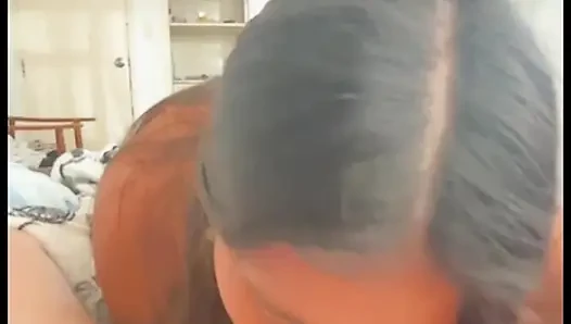 Deep blowjob, rich woman eating a cock