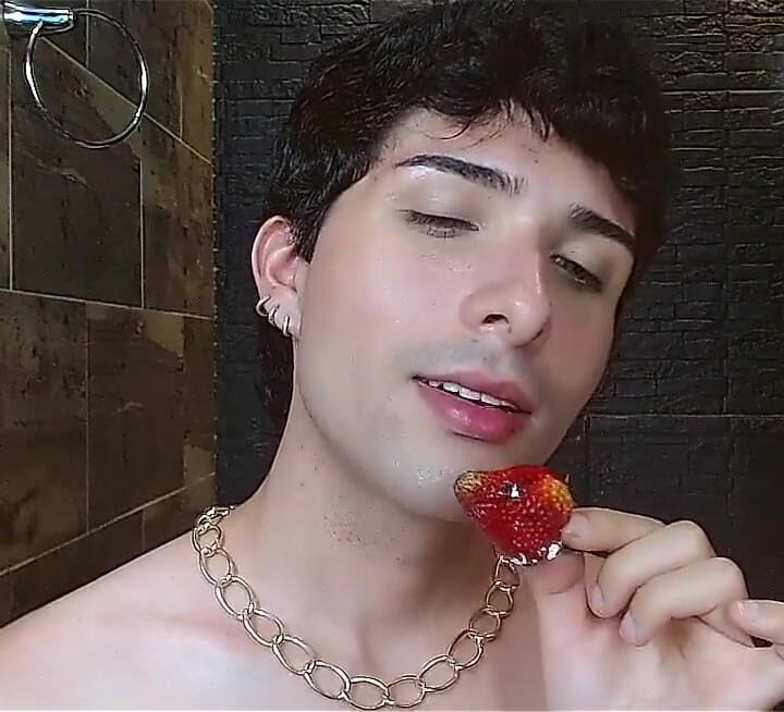 Glutton Eating While Having Sex and Masturbating Naked on Camera
