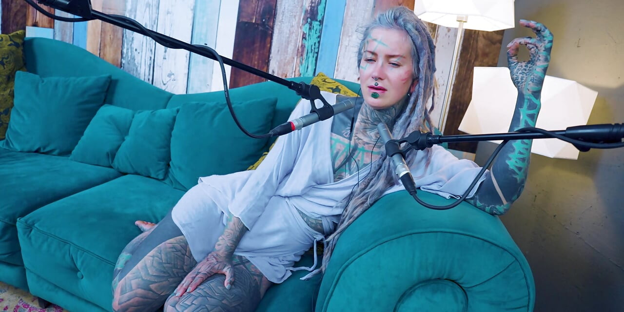 I talk about Z - zeal - ASMR podcast SFW talking goth skinny girl dreadlocks tattoo model inked girl