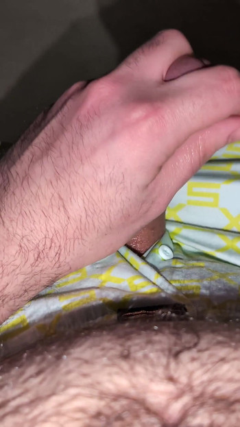 Key moment from "Manly man masturbates and cums with sexy boxer shorts"