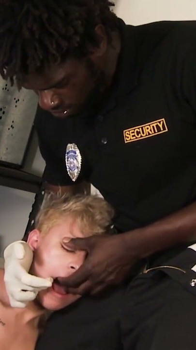 Twink suspect sucks on big black cock and gets fucked raw | Clip 2