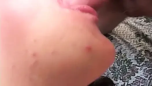 Amateur brunette slammed by two hard cocks