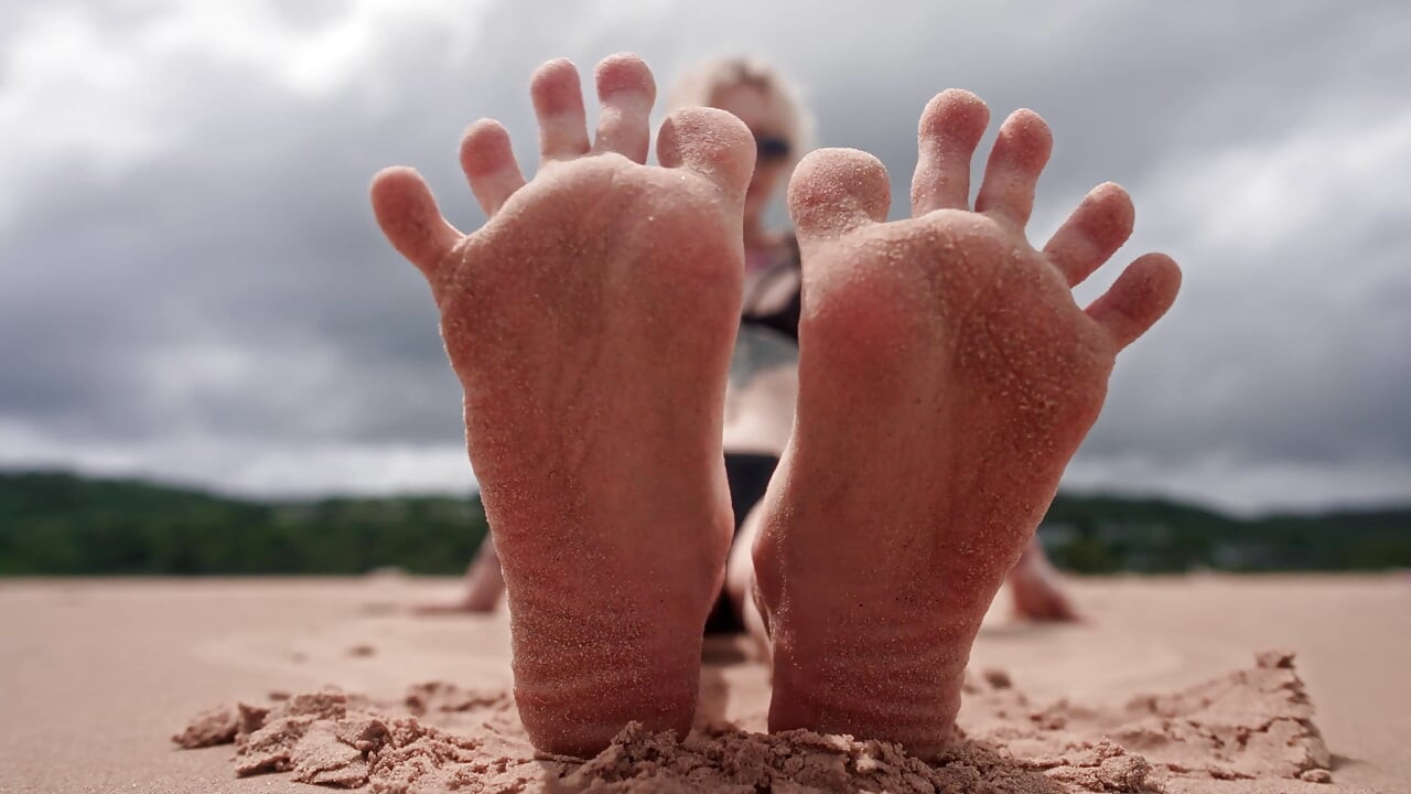 Worship My Feet on Public Beach and Get My Permission to Cum