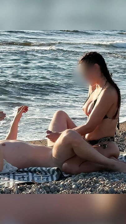 Hotwife Pegs Her Man Hard On Public Beach At Sunset