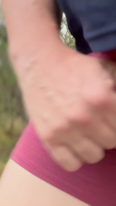 Straight guy goes for a walk in his tight purple dick flash | Clip 1