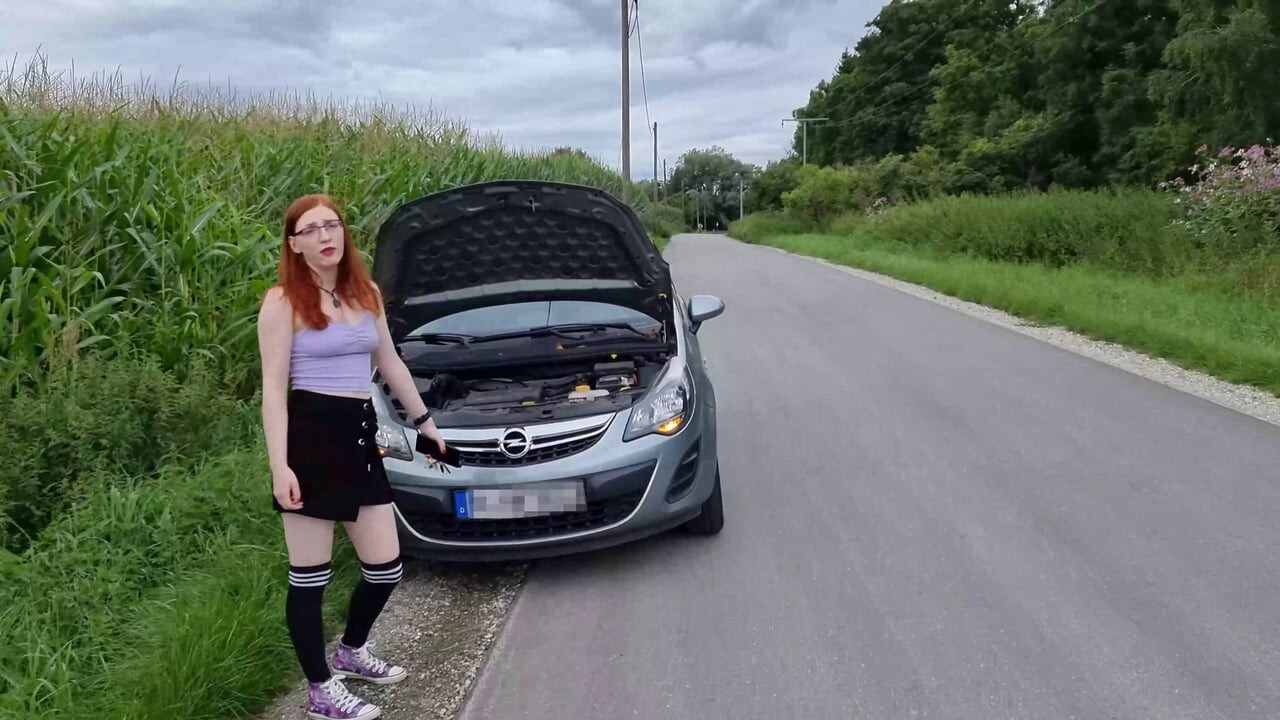 Redhead Teen Has A Car Breakdown And Then Gets Fucked Hard