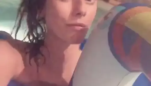 Kaya Scodelario in a pool, selfie vid.
