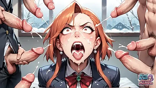 Mind break, mentale wahnsinns-büro-orgie, dreifache penetration, squirting