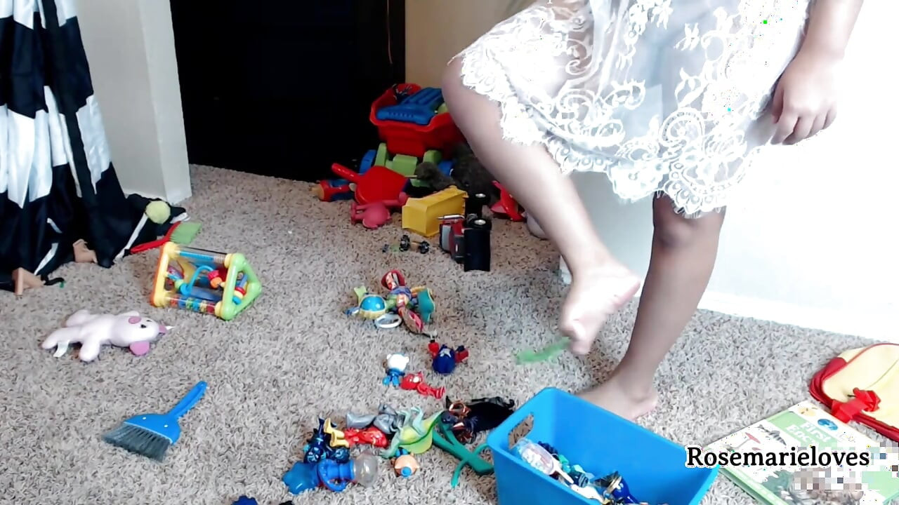 Real Stepmom Cleaning in Sheer Lace Dress