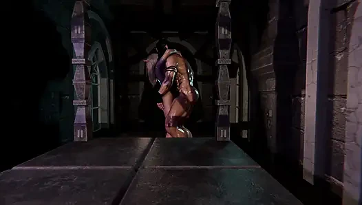 Güzel sarışın 3 boyutlu elf büyük yarakla duvara karşı sikiliyor