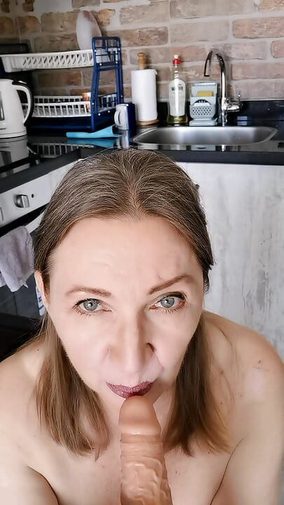 Mom-in law Didn’t Expect a Guest : A Sheer Kitchen Tease