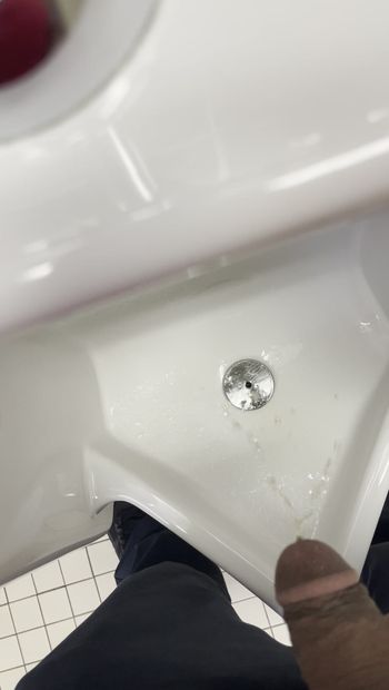 Indiana fa pipì in un bagno pubblico