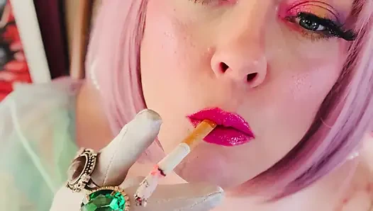 A Pretty Princess, Tina Snua , Chainsmokes 2 Cork Cigarettes - Dangling Snap Inhales Drifting Smoke